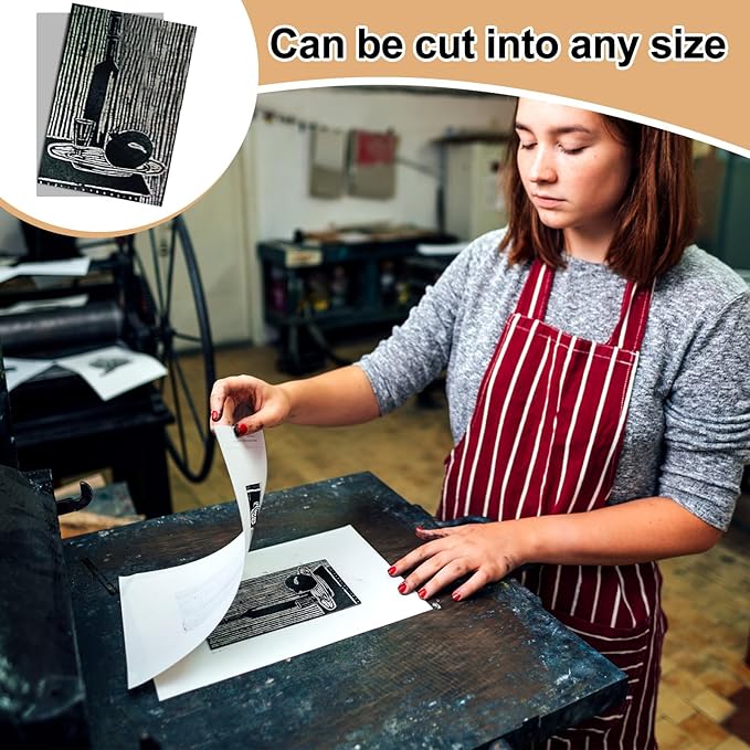 Yeaqee 1 Pcs 8 x 10 Inch Linoleum Block Rubber Carving Block Soft Linocut Blocks Large Linoleum Sheet Unmounted Lino Plates for Engraving Art Project Printmaking Artist Studio Supplies, Gray