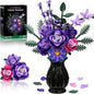 Purple Roses Flower Bouquet Building Sets, 834PCS Artificial Flowers Botanical Collection Compatible with Lego Flowers for Adults Gothic Halloween Decor, Gifts for Halloween Christmas Valentines Day