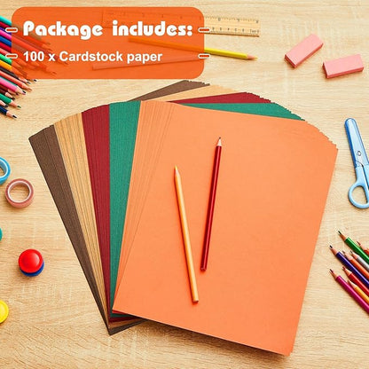 Sinmoe 100 Sheets 5 Shades Cardstock Paper 8.5 x 11 Inches 180gsm Solid Core Printer Paper for Scrapbooking DIY Arts Crafts Making Office Home Supplies(Autumn Color)