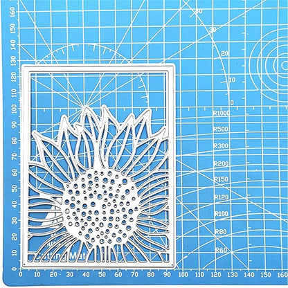 Mvchifay Cutting Dies for Card Making Metal Die-Cuts Scrapbooking Tool Hollow Frame DIY Craft Punch Template Embossing for Paper Album Decor (Sunflower Frame-12.6x9.8cm)