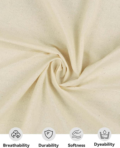 HOTGODEN Light Weight 100% Cotton Muslin Fabric: 63 inch x 2,5,10 Yards Unbleached Muslin Linen Fabric Material for Sewing Material Apparel Cloth