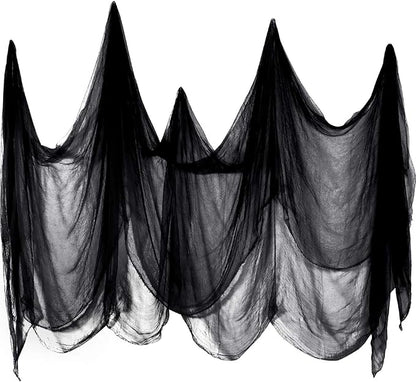 Boao Halloween Cheese Cloth 85 x 197 Inch Black Cheesecloth Roll for Crafts Large Cotton Muslin Gauze Fabric for Halloween Outdoor & Indoor Spooky Decoration