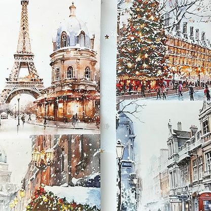 Washi Tape Set,3 Rolls Christmas Stickers for Scrapbook Supplies,Large Size Landscape Washi Tape Stickers for Journaling,Junk Journal,Phone Case,Planner,DIY Craft(Paris)