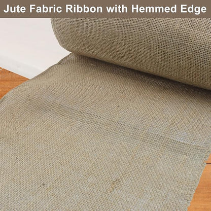 12" Wide Natural Burlap Fabric - 10 Yards Jute Ribbon for Gift Wrapping, Wedding Decorations, Rustic Crafts, Wreaths & Home Decoration (30cm Wide)