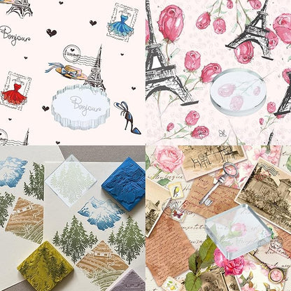 PATIKIL Acrylic Stamp Block, 1 Pack Clear Stamping Block with Grid Lines Decorative Mounting Blocks Set Rectangle for Scrapbooking DIY Crafts Cards Making