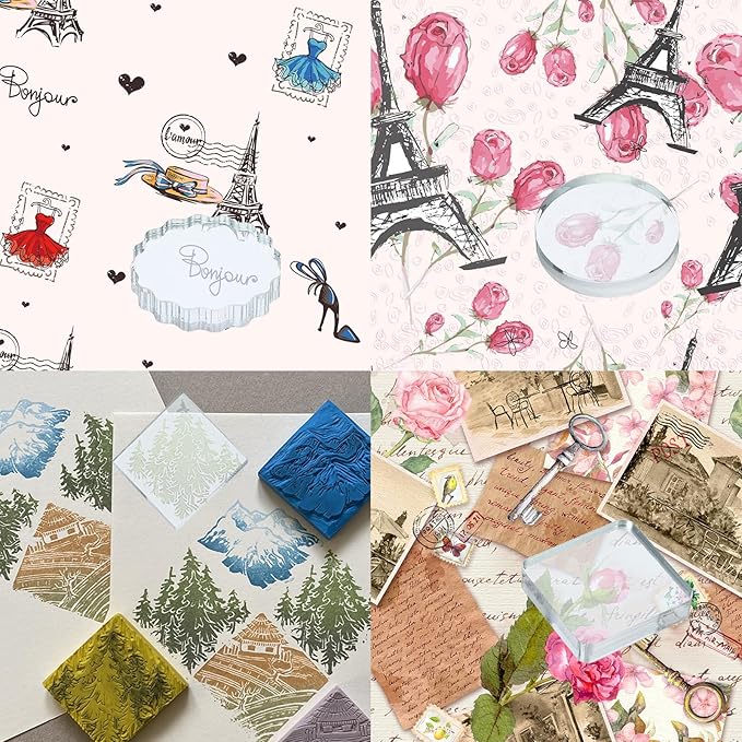 PATIKIL Acrylic Stamp Block, 1 Pack Clear Stamping Block with Grid Line Decorative Mounting Blocks Set Rectangle for Scrapbooking DIY Crafts Card Making