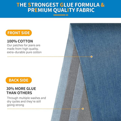 HTVRONT Iron on Patches for Clothing Repair 4 Rolls - Denim Patches for Jeans Kit 4" by 20", 4 Rolls of Iron On Denim Patches for Jeans Inside & Clothing Repair (Four Colors)
