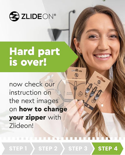 ZlideOn Zipper Pull Replacement - Black, Narrow (L) - Instant Zipper Replacement Slider