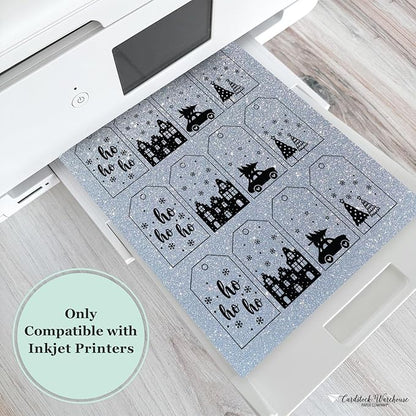 Cardstock Warehouse Diamond Print Inkjet Glitter-Premium Silver Glitter Cardstock Paper – 15 Sheets, 8.5 x 11" - 104 lb/280 GSM for Inkjet Printing, Die-Cutting, Card Making, Crafts, and DIY Projects
