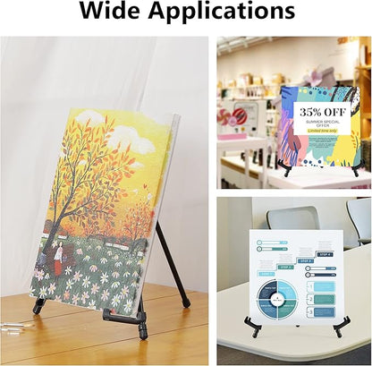 14" High Tabletop Instant Display Easel - Black Steel Small Tripod Easel Stand with Adjustable Holders for Pictures, Paintings, Posters and Store Signs(1 Pack)