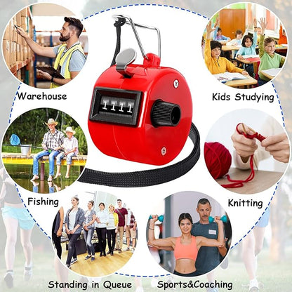 FEBSNOW Handheld Tally Counter Clicker 4 Digital Number Click Counter for School Event Golf Sports Office Stadium