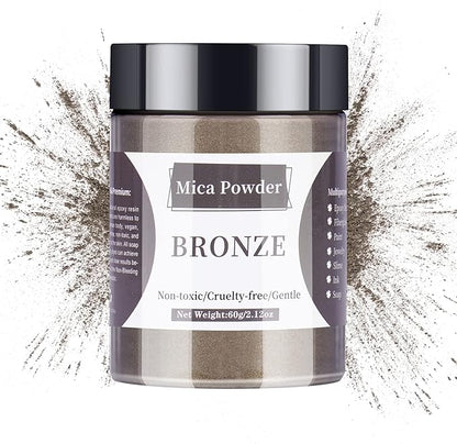 Mica Powder - 60g Mica Powder for Epoxy Resin - Pearl Pigment Powder Dye for Resin/Eye Shadow/Soap Making/Nails/Bath Bombs etc. (Bronze)