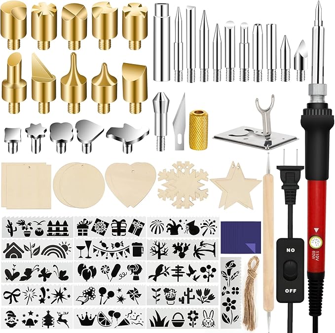 Wood Burning Kit for Beginners, 73PCS Professional Wood Burning Pen and Accessories Wooden Kits Embossing Carving and Wood Burning