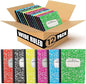 PARTH iMPEX 12 Pack Bulk Composition Notebooks Wide Ruled, 200 Pages (100 Sheets), 9-3/4 x 7-1/2, Hard Cover Wide Ruled Notebooks in 6 Assorted Colors, Composition Notebook For School College Office