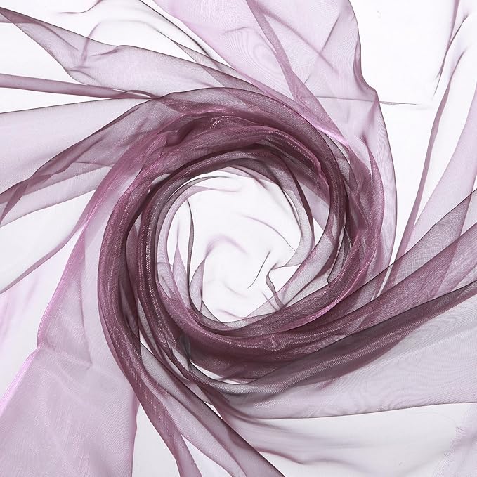 MECCANIXITY Iridescent Sheer Organza Fabric, 2 Yards x 59 Inches Solid Holographic Shiny Fabric Organza Cloth for Wedding, Curtains, Costume, Photo Background, Gradient Gray Purple