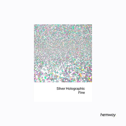 Hemway Polyurethane & Epoxy Resin Glitter 100g / 3.5oz Metallic Crystal Flake Additive for Flooring Jewelry Tumblers Glass Pigment - Fine (1/64" 0.015" 0.4mm) - Silver Holographic