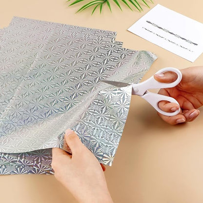 Briartw 20x29cm Hot Foil Paper 50 Sheets Pack Toner Reactive Foil Hot Stamping Foil Paper by Laser Printer and Laminator for Scrapbooking Craft Cardmaking DIY Album (Silver Snowflake, 50 Sheets)
