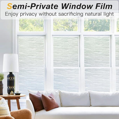 Haton Window Privacy Film, Frosted Glass Privacy Window Clings, Sun Blocking Frosting Opaque Coverings, Static Cling Removable Decorative Stickers for Home Door, Non-Adhesive 35.4" x 157.4"