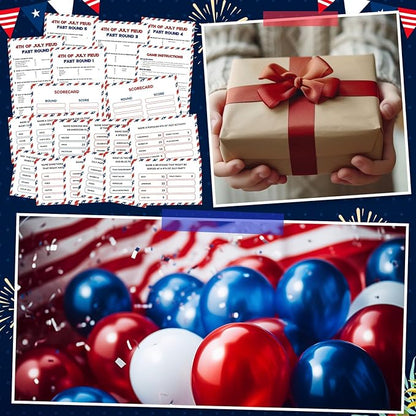 4th of July Friendly Feud Game with 2 Answer Buzzers, Independence Day Feud Cards for Family Game Night Fun Trivia Quiz for Party Office Class Groups Team Building (Red White Blue, Patriotic)