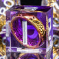 OUKELANWO Magic Lord Rings DND Dice Set with Box, 7Pcs Resin LOTR D&D Dice Set for Role Playing Game, Purple Dungeons Dragons D and D Sharp Edge Dice D20 D12 D10 D8 D6 D4