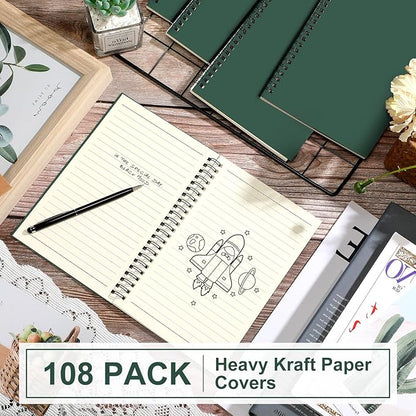 Yahenda 108 Pcs Spiral Notebook Bulk A5 Journal Lined 8.3'' x 5.5'' Writing Composition Paper Small Notepad Subject Notebook for Students Office Business Back to School Supplies (Deep Green)