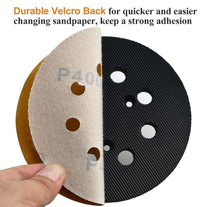 5-Inch 8-Hole Hook and Loop Sanding Discs 400-Grit Random Orbit Sandpaper, 50-Pack