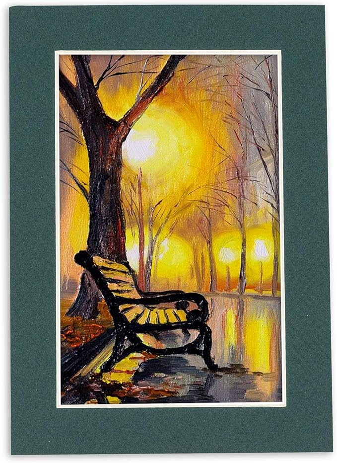 11x14 Mat Bevel Cut for 8.5x11 Photos - Acid Free Forest Green Precut Matboard With Backing Board and Crystal Clear, Self Seal Photo Mat Bag - For Pictures, Photos, Framing - 4-ply Thickness