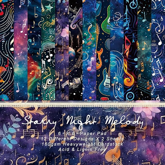 YASMEN 6"x6" Scrapbook Paper Pad - 24 Sheets of Patterned Cardstock for Card Making, Scrapbooking, Junk Journal, DIY Gift Cards - Single-Sided Decopodge Decorative Craft Paper