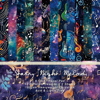 YASMEN 6"x6" Scrapbook Paper Pad - 24 Sheets of Patterned Cardstock for Card Making, Scrapbooking, Junk Journal, DIY Gift Cards - Single-Sided Decopodge Decorative Craft Paper