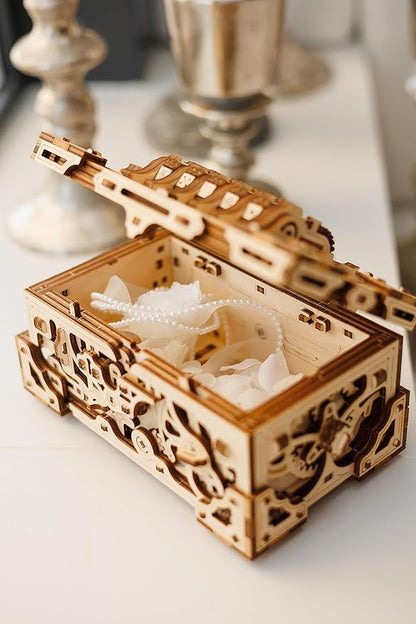 Wood Trick Enigma Chest Lock Puzzle Box Wooden 3D Puzzles for Adults to Build - Engineering DIY Project Mechanical Model Kits for Adults Wooden Models