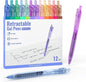 Four Candies 12Pack 0.5mm Black Ink Quick Dry Retractable Gel Pen Set, Cute Transparent Pastel Fine Point Note Taking Aesthetic lnk Pens, Comfort Grip Drawing Writing School Office Home (Black)