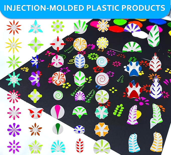 GEOCCI Flower Petal Tools for Dot Painting，50 Petal Shapes Dotting Tool，Mandala Dot Art Tools for Rocks，Embosssing Tools for Painting Dots （Pink）