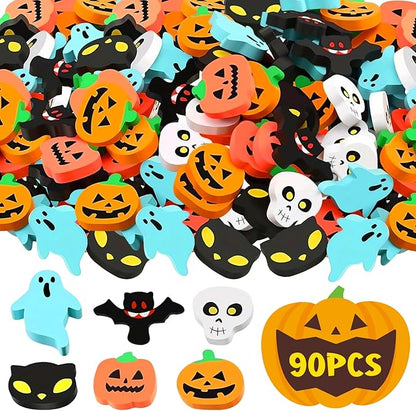 60 Pcs Halloween Mini Erasers for Kids, PLULON Goody Bag Fillers Pumpkin Black Cat Bat Skull Ghost Erasers Bulk Novelty Funny Halloween Classroom Trick or Treat Party Favors Gift
