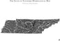 Muir Way Hydrological River Map of Tennessee - Watershed Topographic Wall Art for Home, Office, or Travel Decor - Unframed Flat Paper Print, 18x24