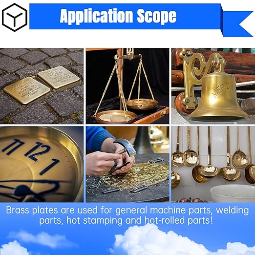 Brass Sheet,4" x 8"-18 Gauge(1mm) Thickness,99.9% Pure Brass Plates for DIY, Jewelry, Electrical, Repair, Industrial(2 Pac）