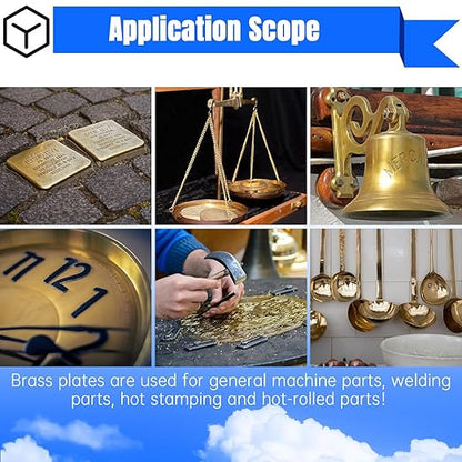 Brass Sheet,4" x 8"-18 Gauge(1mm) Thickness,99.9% Pure Brass Plates for DIY, Jewelry, Electrical, Repair, Industrial(2 Pac）