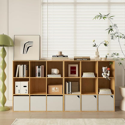 Wooden 9-Cube Storage Organizer with Closed Back Panel, 11in Cube Shelf Opening, Bookshelf, Display Shelf,Closet Cabinet for Home and Office,Natural Oak