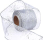 2.5 Inch Wide Christmas Wired Ribbon Snowflake Organza Sheer Glitter Ribbon for Xmas Tree, Wreath, Party Decoration, Gift Wrapping (Silver, 32.7 Foot (Pack of 1))
