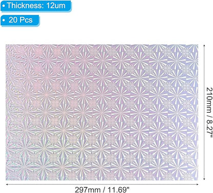 PATIKIL 11.7x8.3" Hot Stamping Foil Paper Sheet, 20 Sheets A4 Heat Transfer Hot Stamping Paper Foil for Leather DIY Logo Decor Craft Gift Package Scrapbook Card, Snowflake Silver