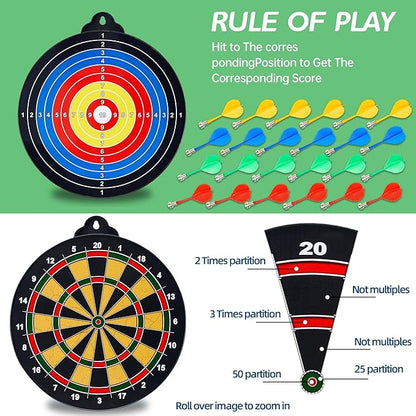 Magnetic Dart Board for Kids-12Magnetic Dart/Sticky Balls Or 2 Toy Gun+40 Foam Dart.Indoor/Outdoor Kids Games and Party Games,Christmas Birthday Gifts Toys for 3-12 Year Old Boys