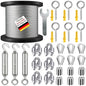 1/8 Inch Heavy-Duty Stainless Steel Cable 65FT Wire Rope with M5 Turnbuckle - 304 Stainless Steel, 1700LB Break Strength for Outdoor Sun Shade, Garden Climbing,Deck Railing (1/8" 65FT Wire Rope Kit)