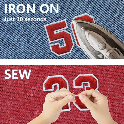 Letter and Number Iron On Patches, A-Z Alphabet and Numbers 0-9 Embroidery Applique Patch, DIY Decorative Heat Press Patches for Clothing Jeans Jackets Backpacks Hats (Red 72 Pcs)