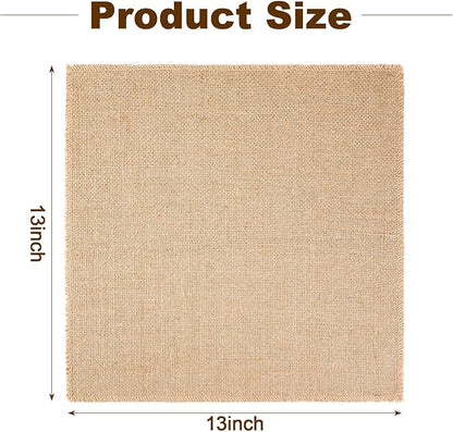 Preboun 5 Pcs Burlap Squares Multipurpose Natural Burlap Placemats Bulk for Farmhouse Home Party Wedding Table Cover Centerpieces Craft Supplies(13 Inch)
