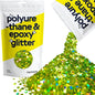 Hemway Glitter for Resin 100g Lime Green Holographic Metallic Crystals for Epoxy Craft Super Chunky Flakes Tumblers Wax Melt