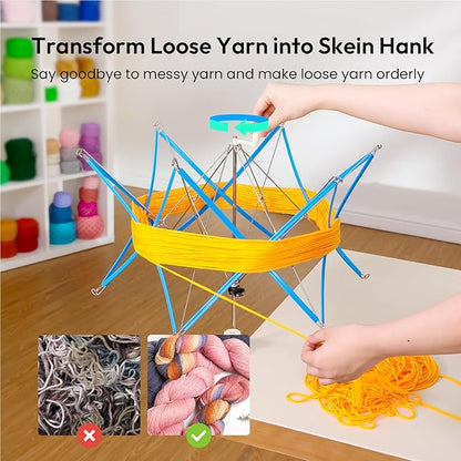 Yarn Swift, Yarn Umbrella Swift for Crocheting, Holder for Skeins Flexible Lightweight Foldable Design, Height & Diameter Adjustable to Suit Space, Ideal Helper for Yarn Knitting Enthusiasts