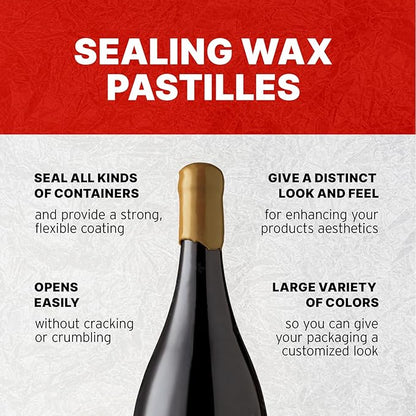 Blended Waxes, Inc. Bottle Sealing Wax Beads, Premium Pastille Wax Seal Beads For Wine, Beer, and Liquor Bottle Closure, Seals Between 25-30 Bottles, 1 lb, Classic Gold