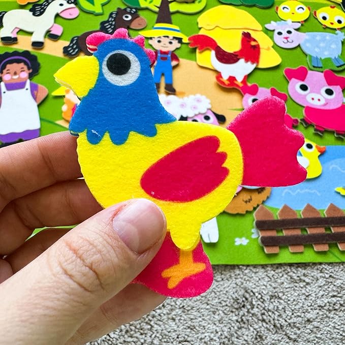QUOKKA Farm Felt Board for Toddlers - 70 PCS Double-Thick Felt Board Story Set with Large 41x30 Inch Durable Wall Activity Boards - Ideal for Storytelling Indoor Toddler Activities and Classroom
