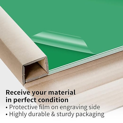 Trotec TroLase | 12"x12"x1/8", 8 Pcs | Bright Green/White | 2 Ply | Modified Acrylic | Laser Engraving Double Color Plastic Sheet | Engraving Blanks for Laser, Saw, Guillotine | Made in USA