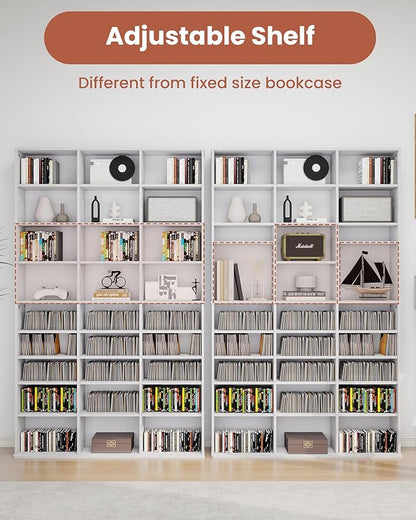DVD Storage Shelf with Adjustable Shelves, 8-Tier Modern Media Tower for CDs, DVDs, Video Games, DVD Rack Cabinet Organizer for Living Room, Bedroom, Office
