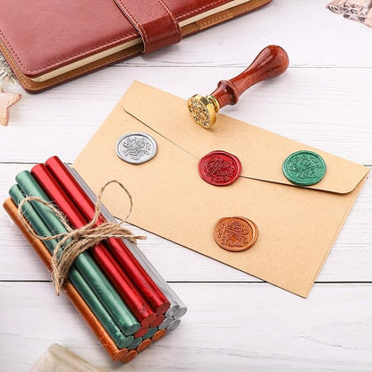 Yoption 16 Pack Christmas Glue Gun Sealing Wax Sticks for Wax Seal Stamp, Great for Wedding Invitations, Cards, Envelopes (Christmas Series Color)